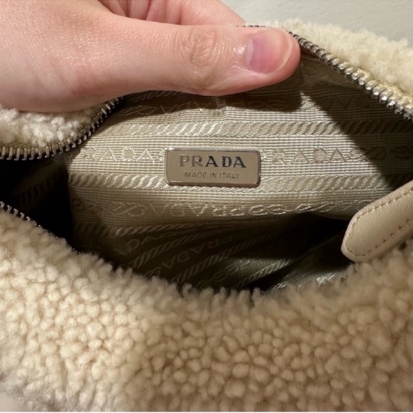 Prada Shearling Mini Re-Edition 2000 Bag in Ecru (LIKE NEW) - Picture 6 of 8